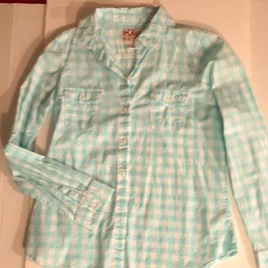 🍋Plaid shirt by old navy summer weight acquamarine in women's small🍋3/$25🍋